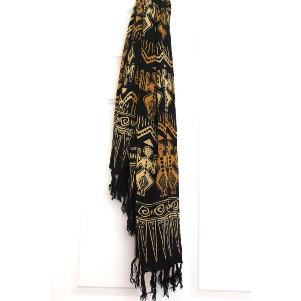 Women Black Boho Scarf Tribal Gothic grunge Beach Coverup